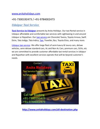 Udaipur Taxi Service