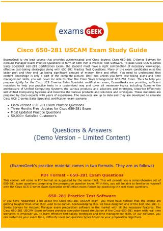 650-281 Cisco Dumps - C-Series Servers for Account Manager exam