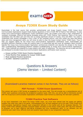 7230X Exam Questions - Avaya Contact Center Exam Dumps