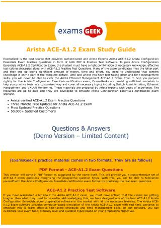 Arista Certified Engineering Associate ACE-A1.2 Exam Dumps