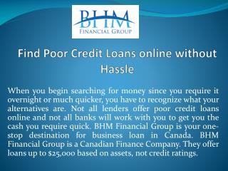 Find Poor Credit Loans online without Hassle