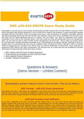 e20-624 EMC Information Storage Associate Exam Dumps