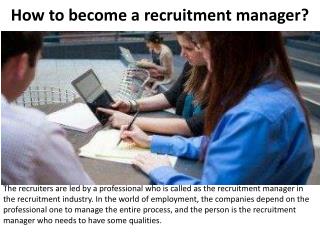 How to Become a Recruitment Manager?