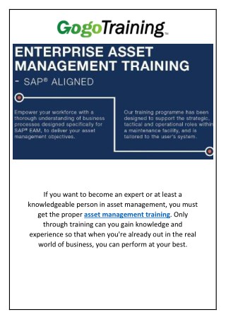 Asset Management Training