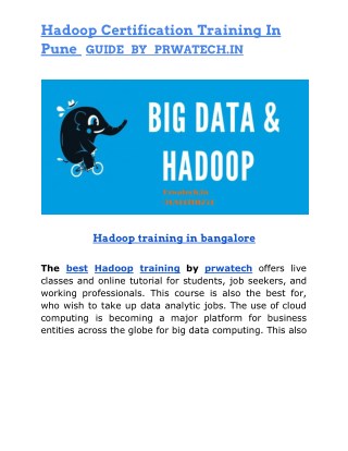 Hadoop training in Pune by prwatech.in