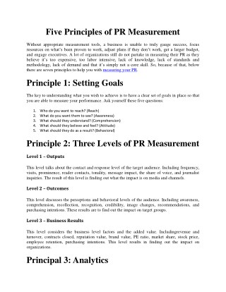 Five Principles of PR Measurement