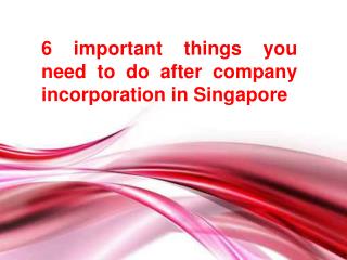 6 important things you need to do after company incorporation in Singapore