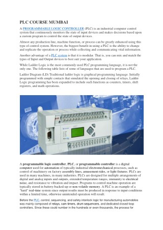 Plc course mumbai