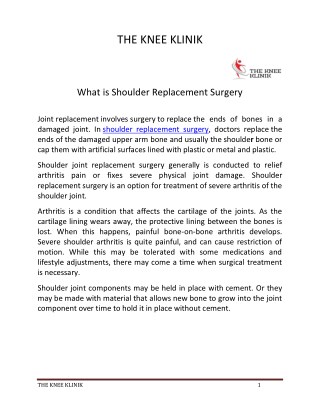 What is Shoulder Replacement Surgery?