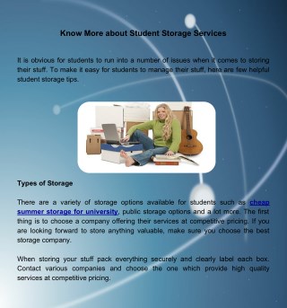 Know More about Student Storage Services