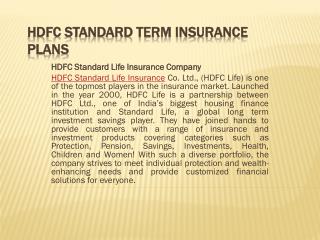 HDFC Standard Term Insurance Plans