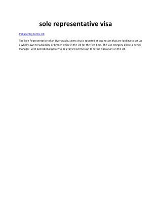 sole representative visa uk