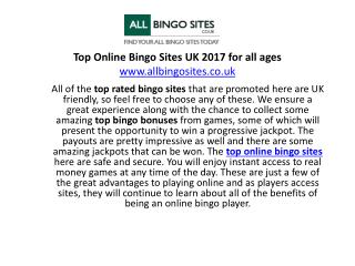 Top online Bingo Sites UK 2017 for all ages