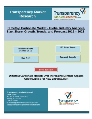 Dimethyl Carbonate Market: Ever-increasing Demand Creates Opportunities for New Entrants,TMR