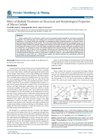 Effect of Biofield Treatment on Structural and Morphological Properties of Silicon Carbide