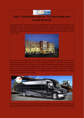 Visit “Trinity Reservations” For Park Sleep And Cruise Services