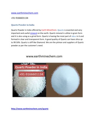 Quartz powder in India