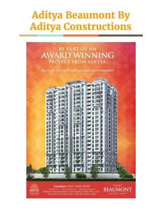 Aditya Beaumont Luxury Apartment Sale By Aditya Constructions