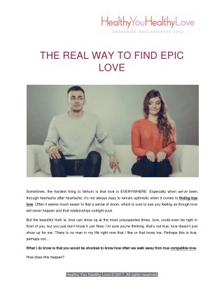 The REAL Way to Find Epic Love - Healthy You Healthy Love