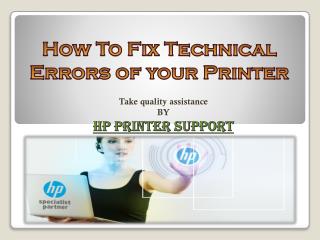 Fix technical errors of your printer