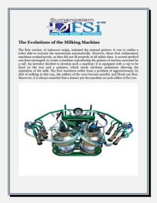 The Evolutions Of The Milking Machine