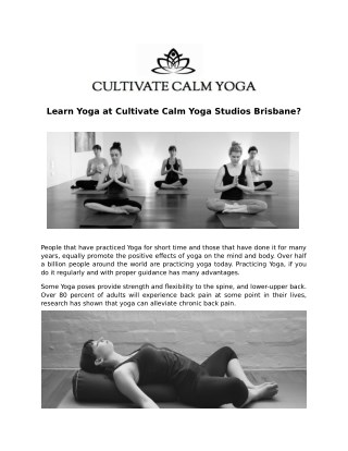 Learn Yoga at Cultivate Calm Yoga Studios Brisbane