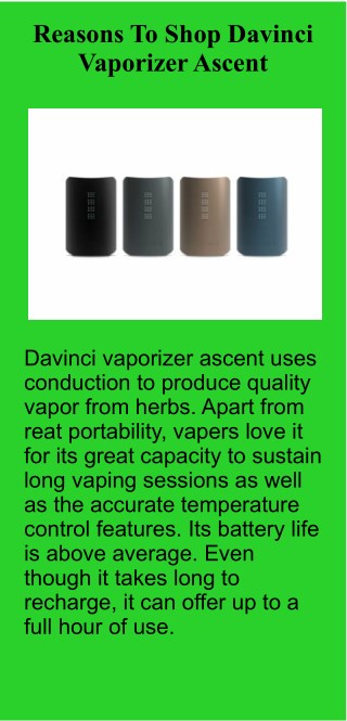 Reasons To Shop Davinci Vaporizer Ascent