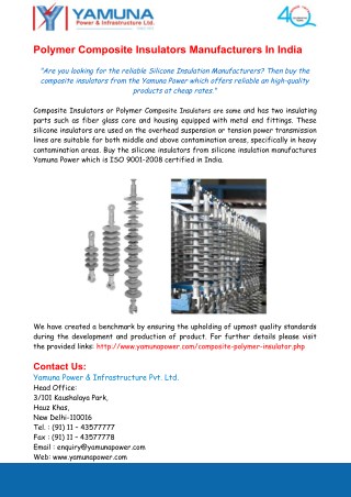 Polymer Composite Insulators Manufacturer India