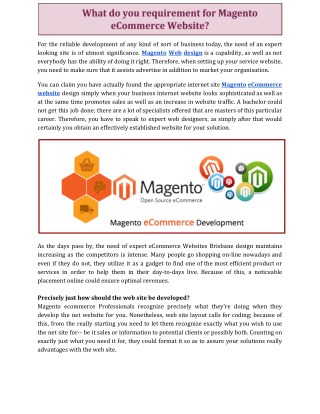 What do you requirement for Magento eCommerce Website?