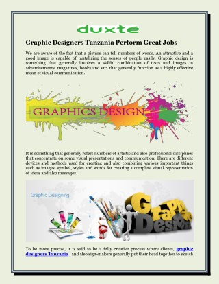 Graphic Designers Tanzania Perform Great Jobs