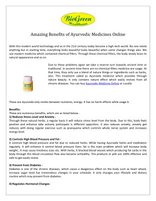Ayurvedic Medicine Online- Biogreen Healthcare