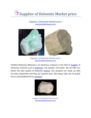 Supplier of Dolomite Market price