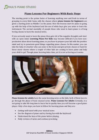 Piano Lessons For Beginners With Basic Steps