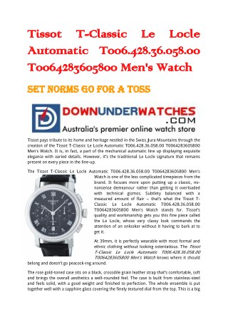 Tissot T-Classic Le Locle Automatic T006.428.36.058.00 T0064283605800 Men's Watch