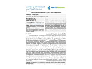 Effect of a Biofield Treatment on Plant Growth and Adaptation (Benth.)