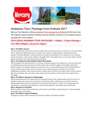 Andaman Tour From Kolkata