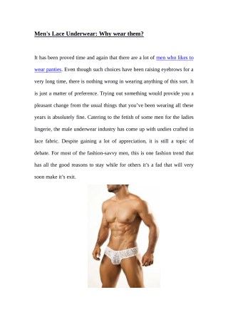 Men’s Lace Underwear: Why wear them?