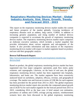 Respiratory Monitoring Devices Market Research Report Forecast to 2023