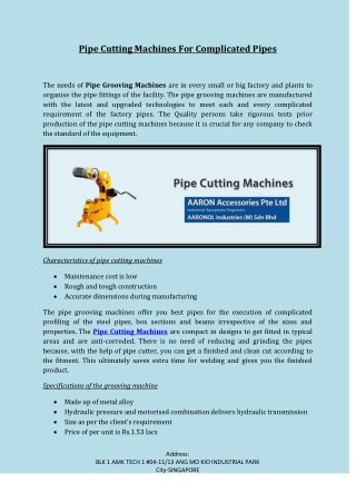 Pipe Cutting Machines For Complicated Pipes