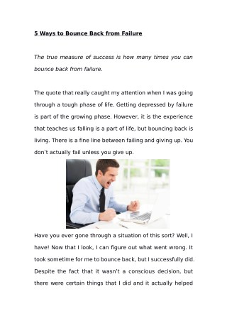 5 Ways to Bounce Back from Failure