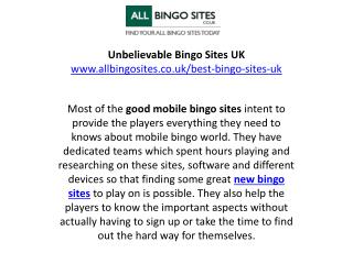 Unbelievable Bingo Sites UK