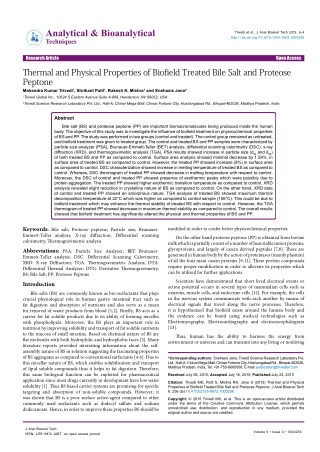 Thermal and Physical Properties of Biofield Treated Bile Salt and Proteose Peptone