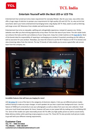 Entertain Yourself with the Best LED or LCD TVs