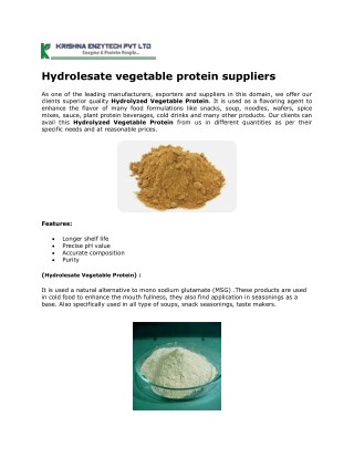 Hydrolesate vegetable protein suppliers