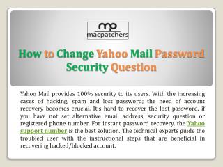 How to Change Yahoo Mail Password Security Question