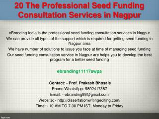 20 The Professional Seed Funding Consultation Services in Nagpur