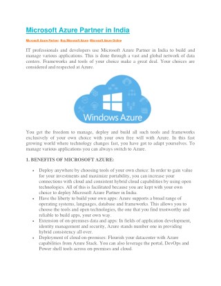 Microsoft Azure Partner in India