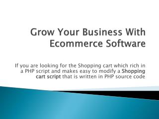 Grow Your Business With Ecommerce Software