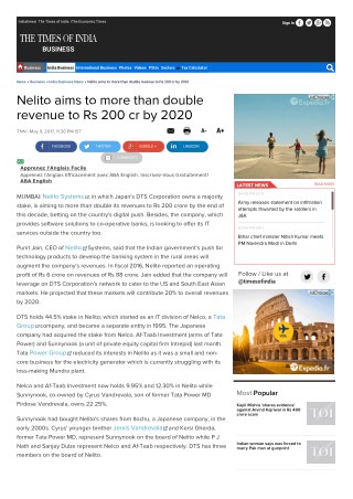 Nelito aims to more than double revenue to Rs 200 cr by 2020