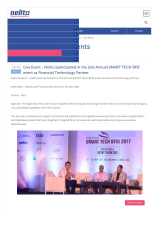 Goa Event - Nelito participated in the 2nd Annual SMART TECH BFSI event as Financial Technology Partner